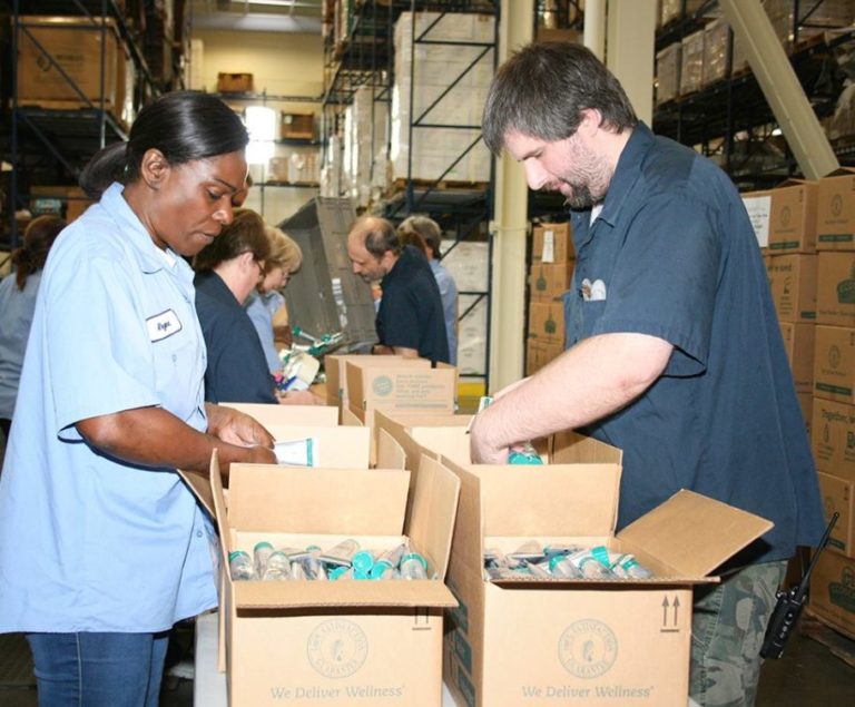 melaleuca employees filling boxes