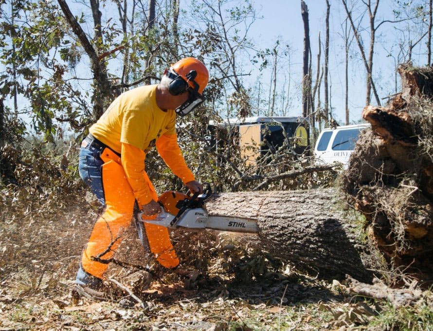 chainsaw in action