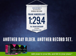 Frank VanderSloot broke another world rowing record 70-79 age category 1:29.4 minutes