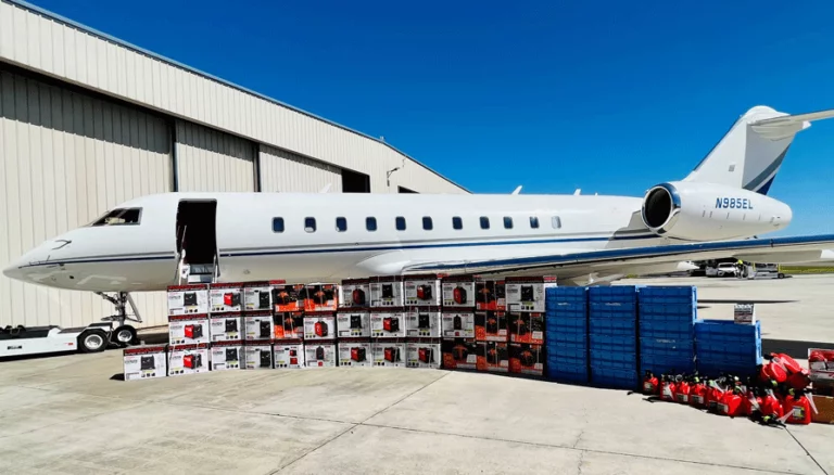 air plain with humanitarian supplies