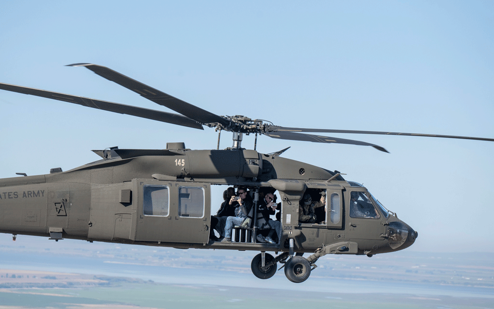 honored guests on Black Hawk helicopter